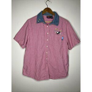 Disney Mickey Unlimited Gingham Shirt Women's 14W 16W Embroidered Collar Button
